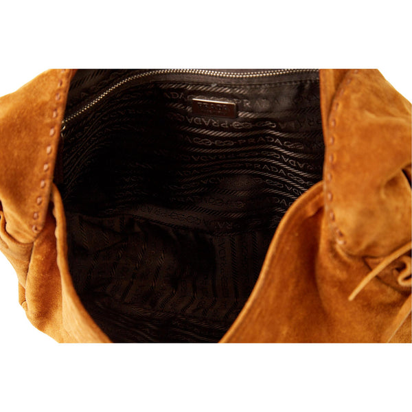 Prada Tan Suede Shoulder Bag