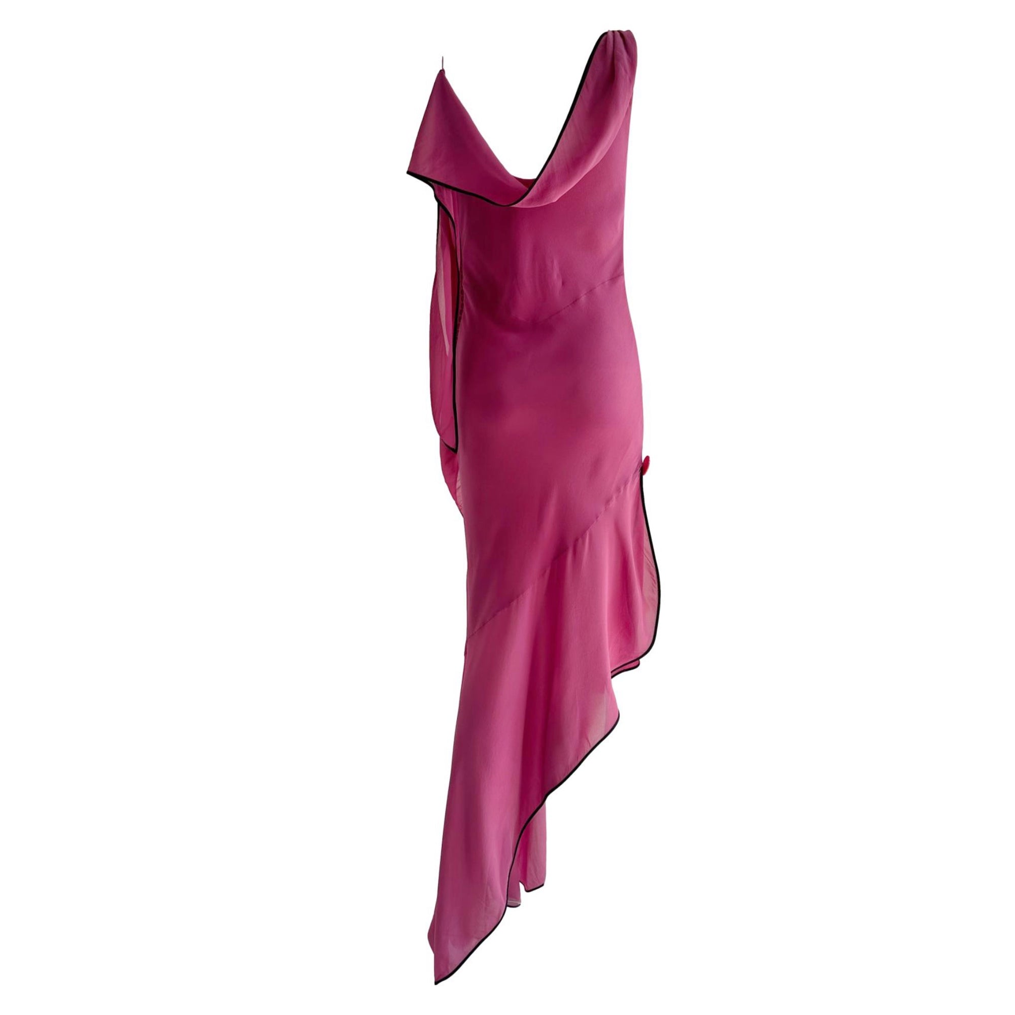 Dior Fuchsia Asymmetrical Ruffle Gown