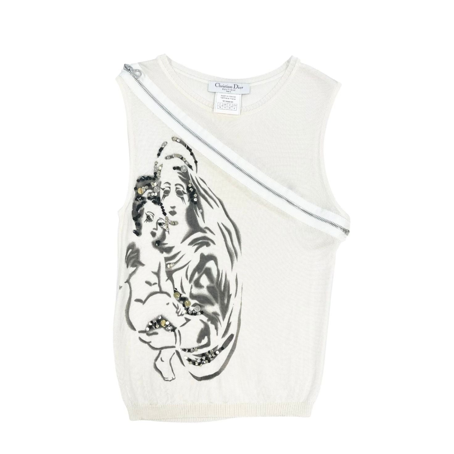 Dior White Zipper Tank