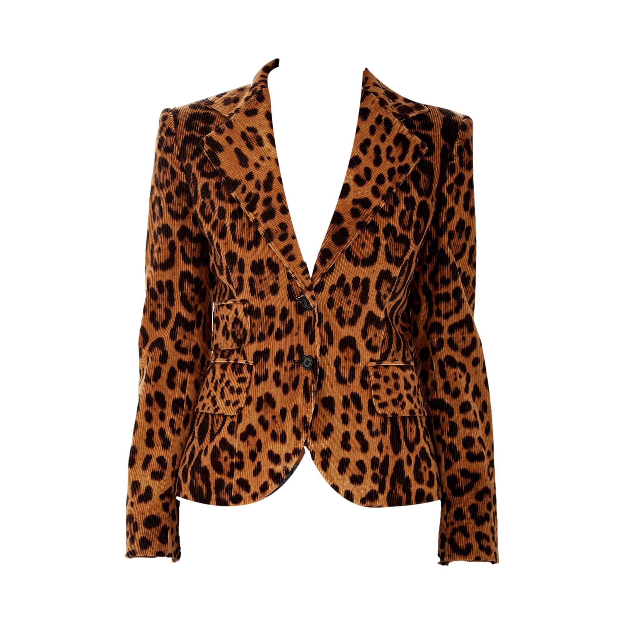 Dolce & Gabbana Cheetah Print Corduroy Jacket