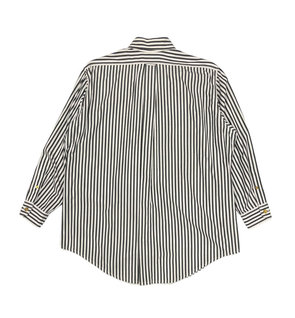 Chanel Oversized Black + White Striped Button Down Top