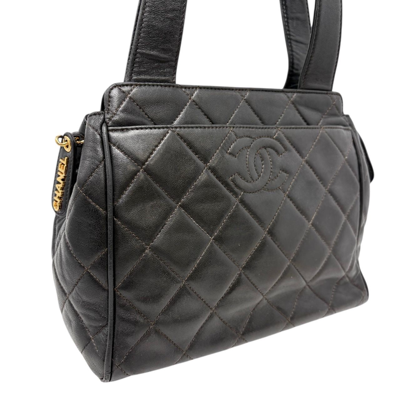 Chanel Black Quilted Top Handle Bag