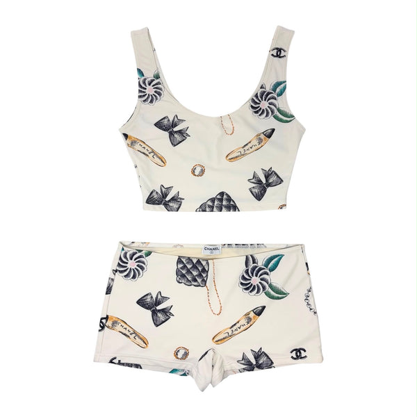 Chanel White Charm Short Set