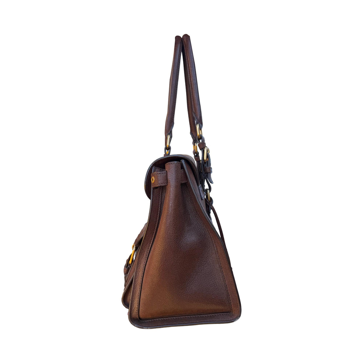 Prada Brown Leather Logo Shoulder Bag