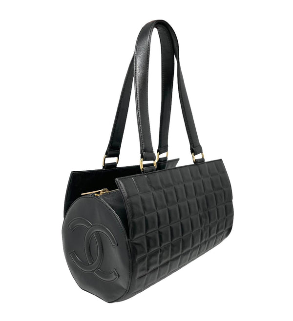 Chanel Black Logo Barrel Bag