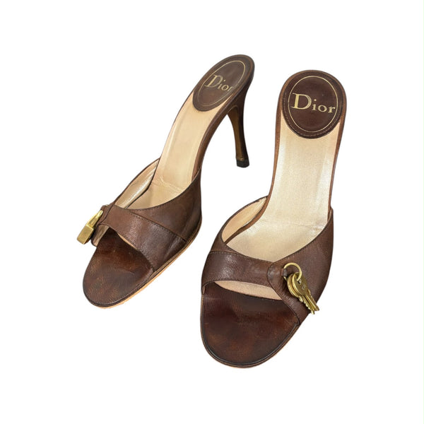 Dior Lock + Key Brown Heels