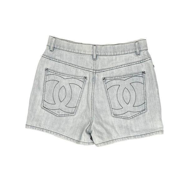 Chanel Denim Logo Shorts