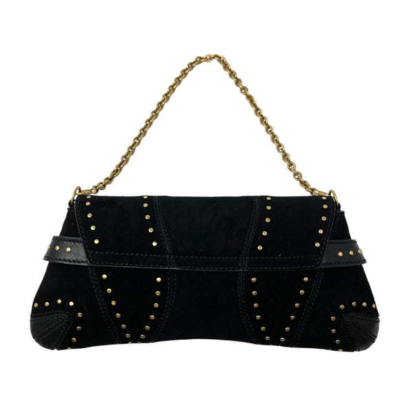 Gucci Black Suede Studded Horsebit Bag