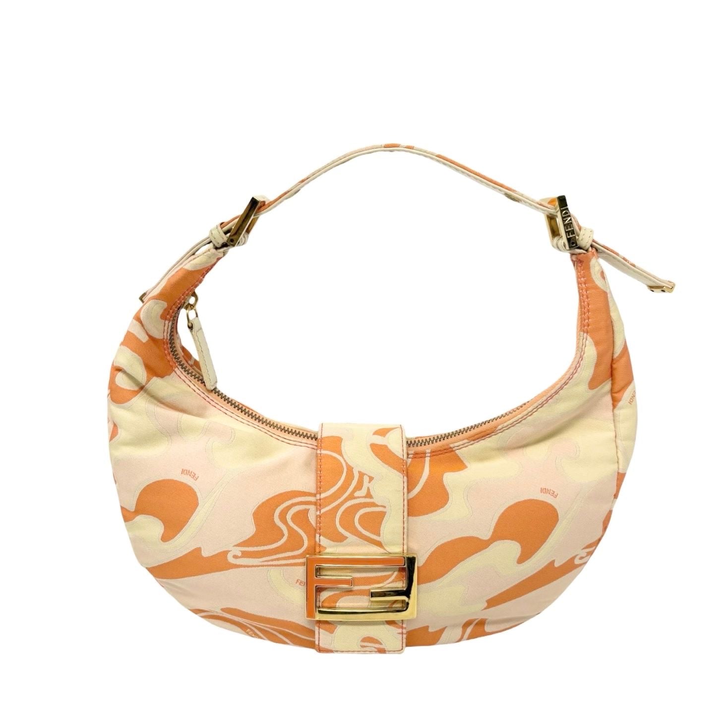 Fendi Orange Wave Print Croissant Bag
