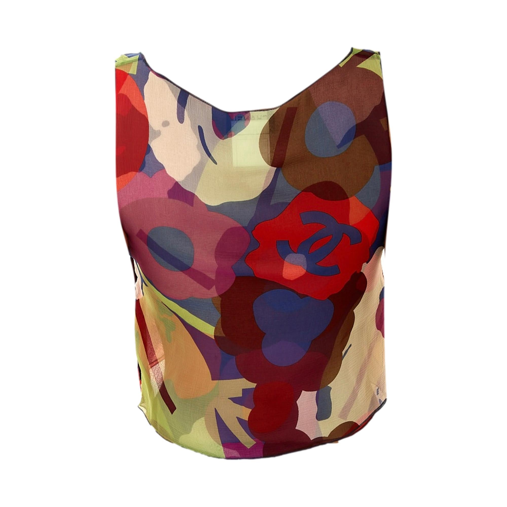 Chanel Silk Abstract Crop Tank