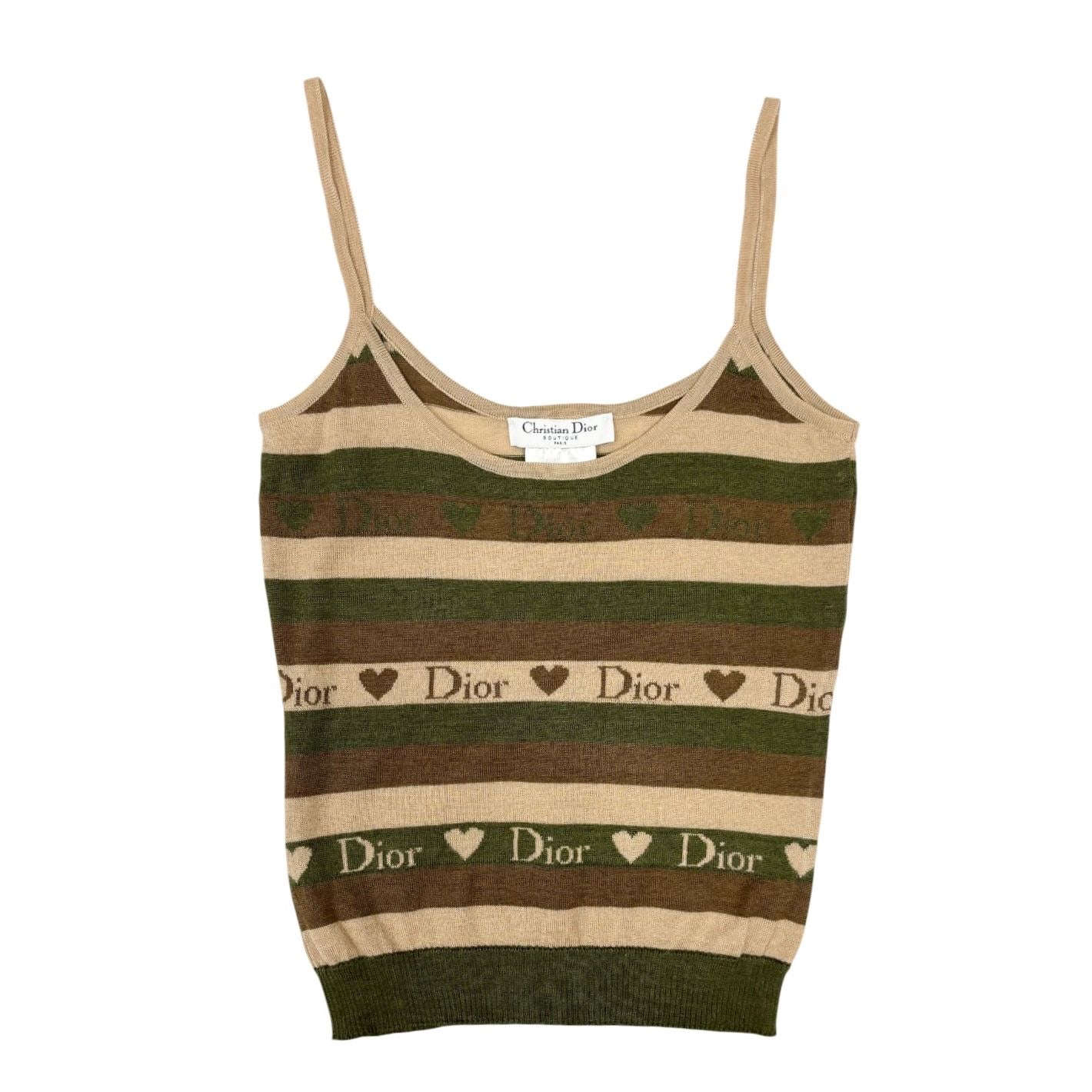 Dior Green+ Brown Heart Logo Tank