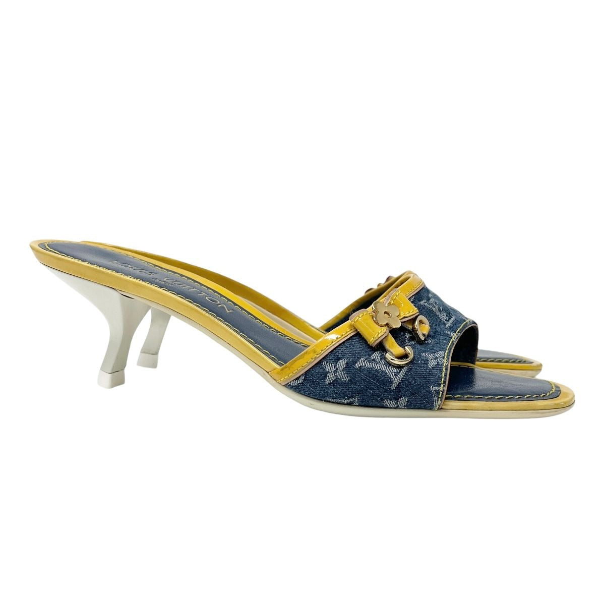 Louis Vuitton Denim Bow Logo Kitten Heels