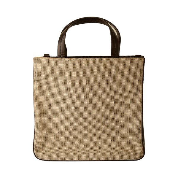 Prada Tan Canvas + Leather 2-Way Bag