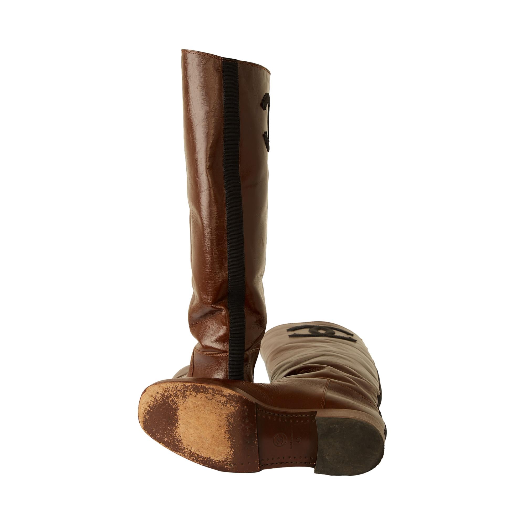 Chanel Brown Jumbo Logo Riding Boots – Treasures of NYC