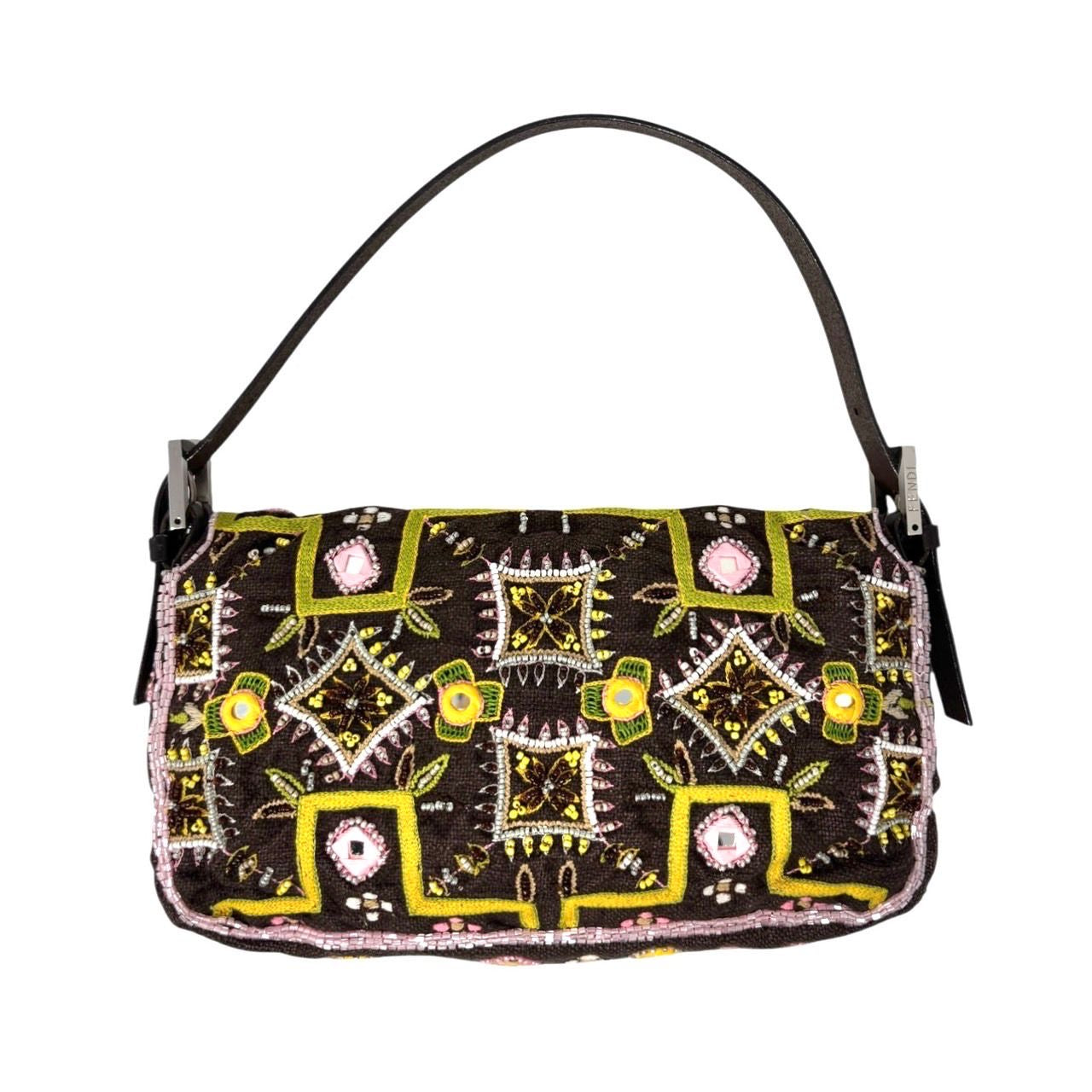 Fendi Dark Brown Beaded Fringe Baguette – Treasures of NYC
