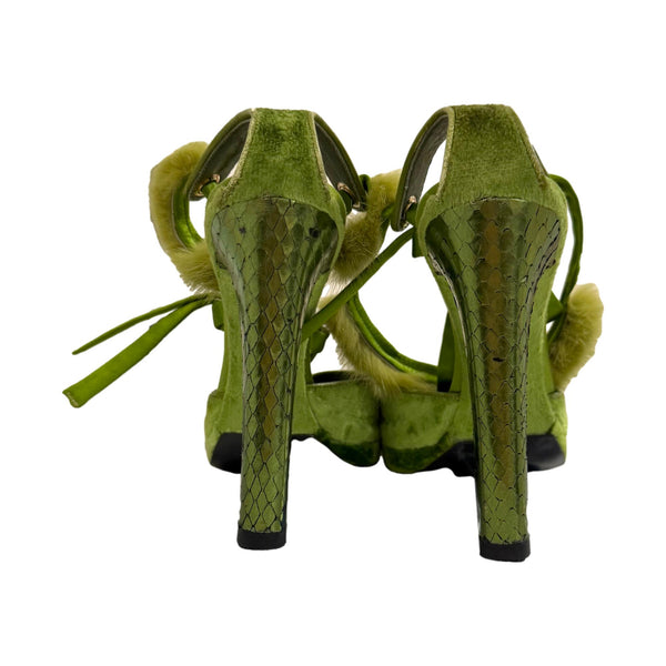 Gucci Green Velvet Wrap Heels