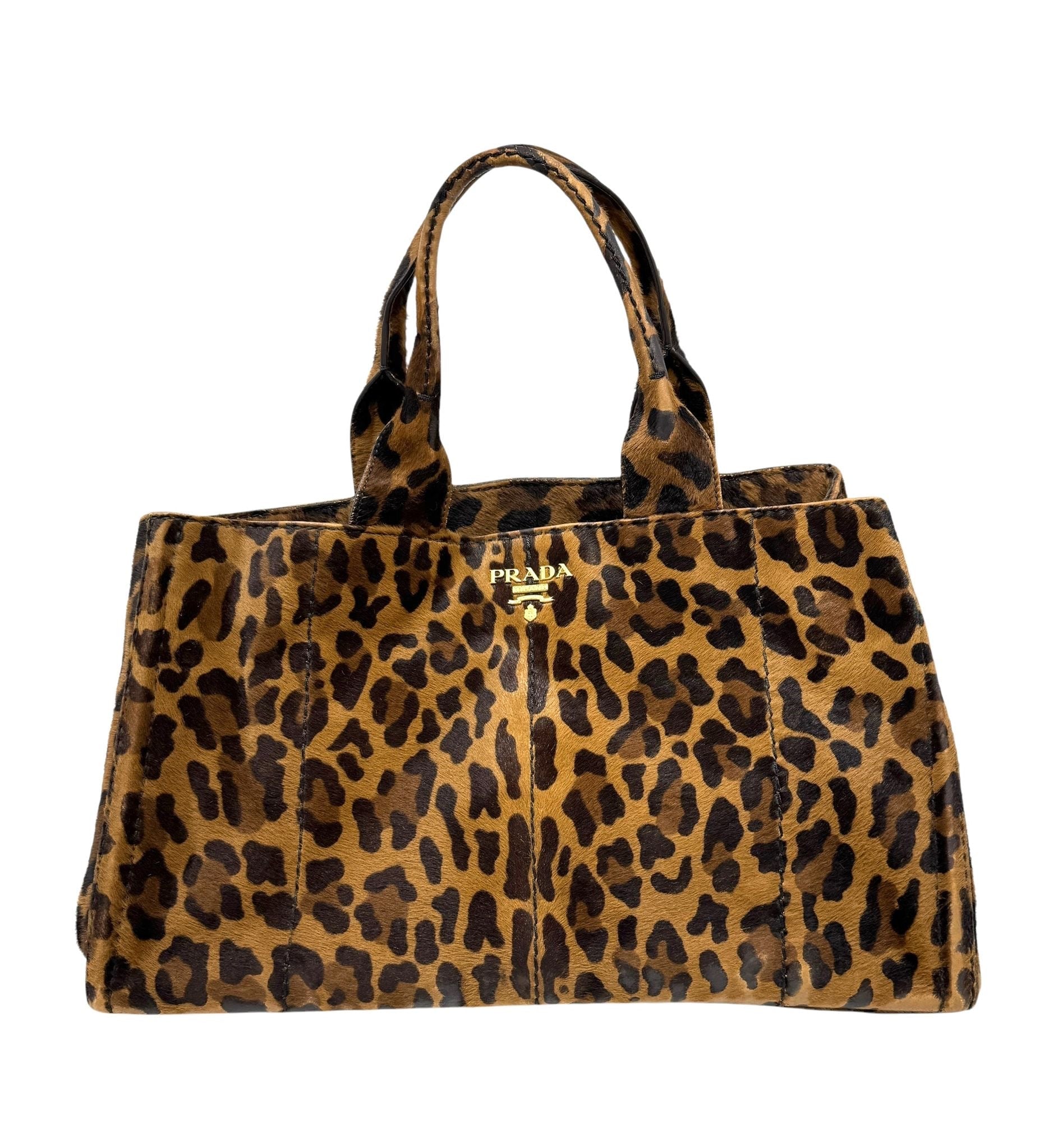 Prada Cheetah Calf-Hair Top Handle Bag