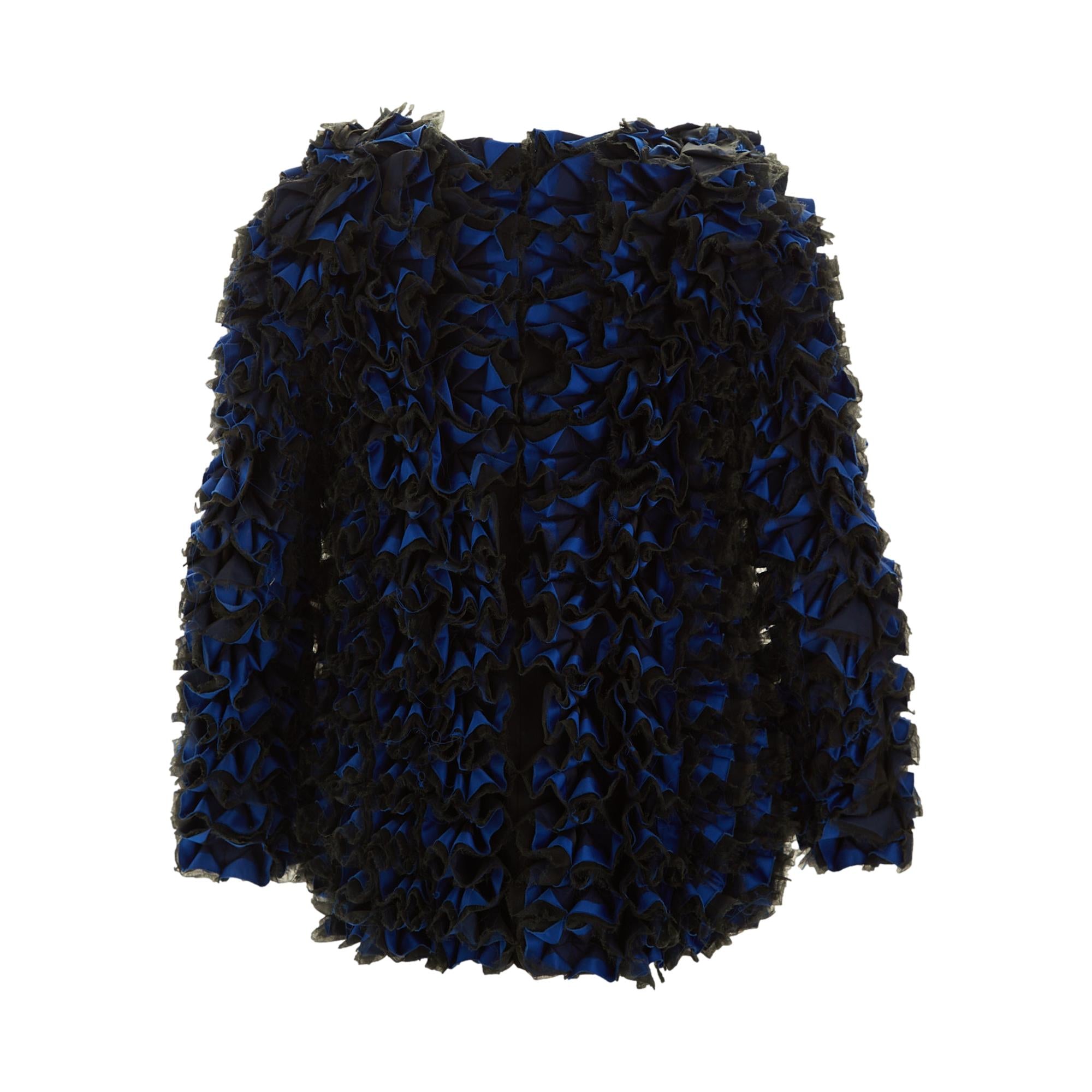 YSL Blue and Black Ruffle Top