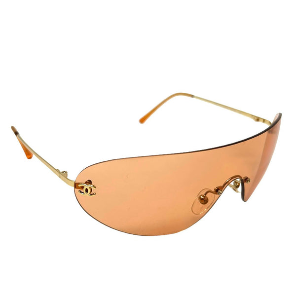 Chanel Orange Logo Rimless Sunglasses