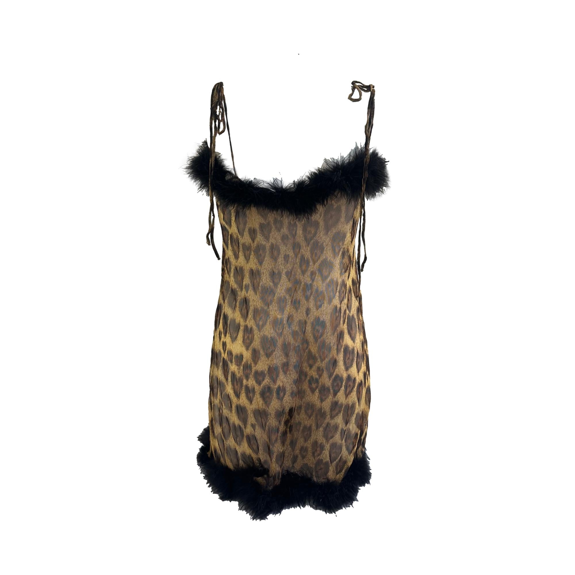 Moschino Sheer Cheetah Feather Dress