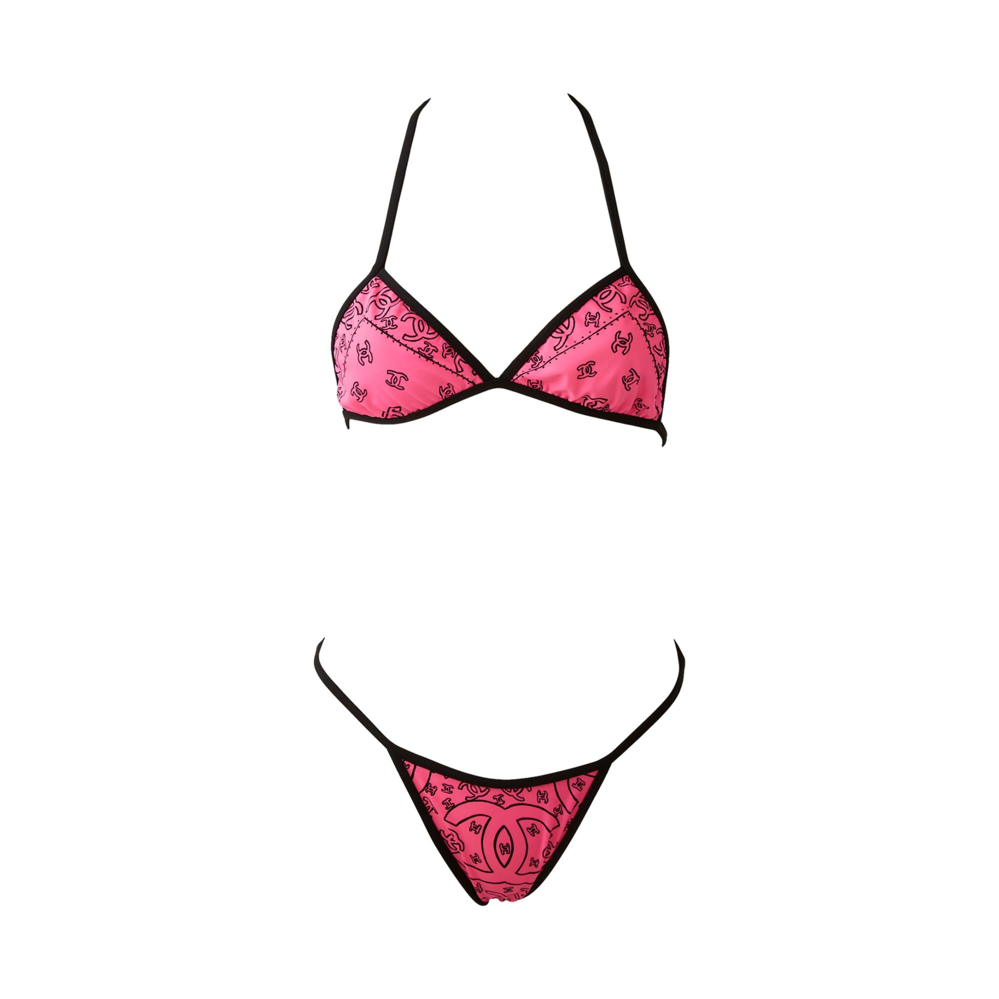 シャネル　ビキニ Chanel Hot Pink Bandana Bikini – Treasures of NYC