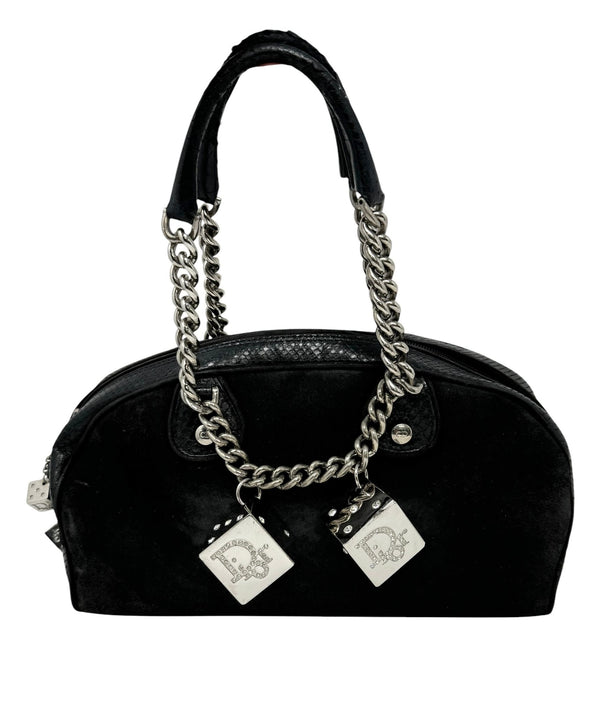 Dior Black Rhinestone Dice Gambler Bag