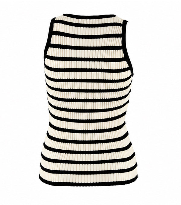Chanel Black Striped Logo Tank
