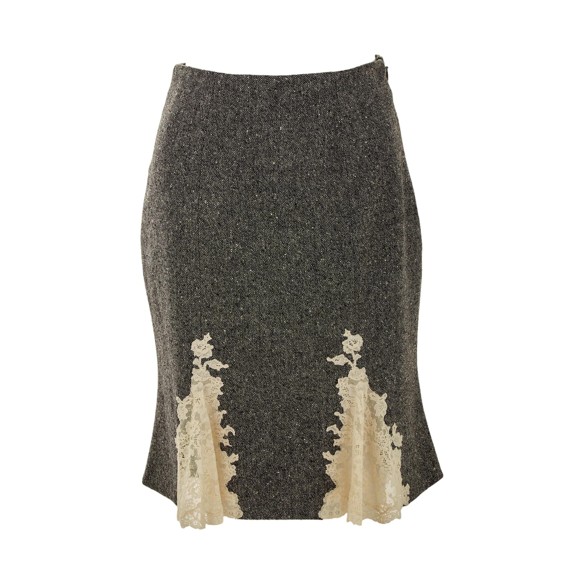 Dior Grey Tweed Lace Skirt