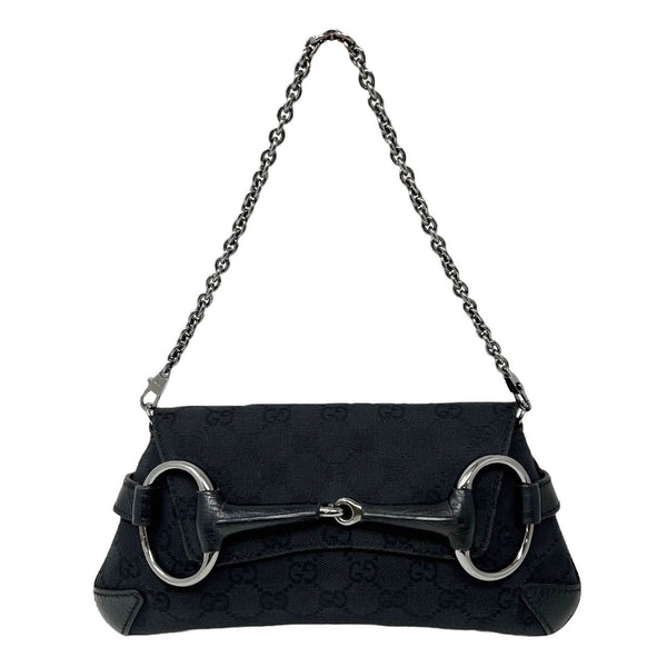 Gucci Black Logo Horsebit Shoulder Bag