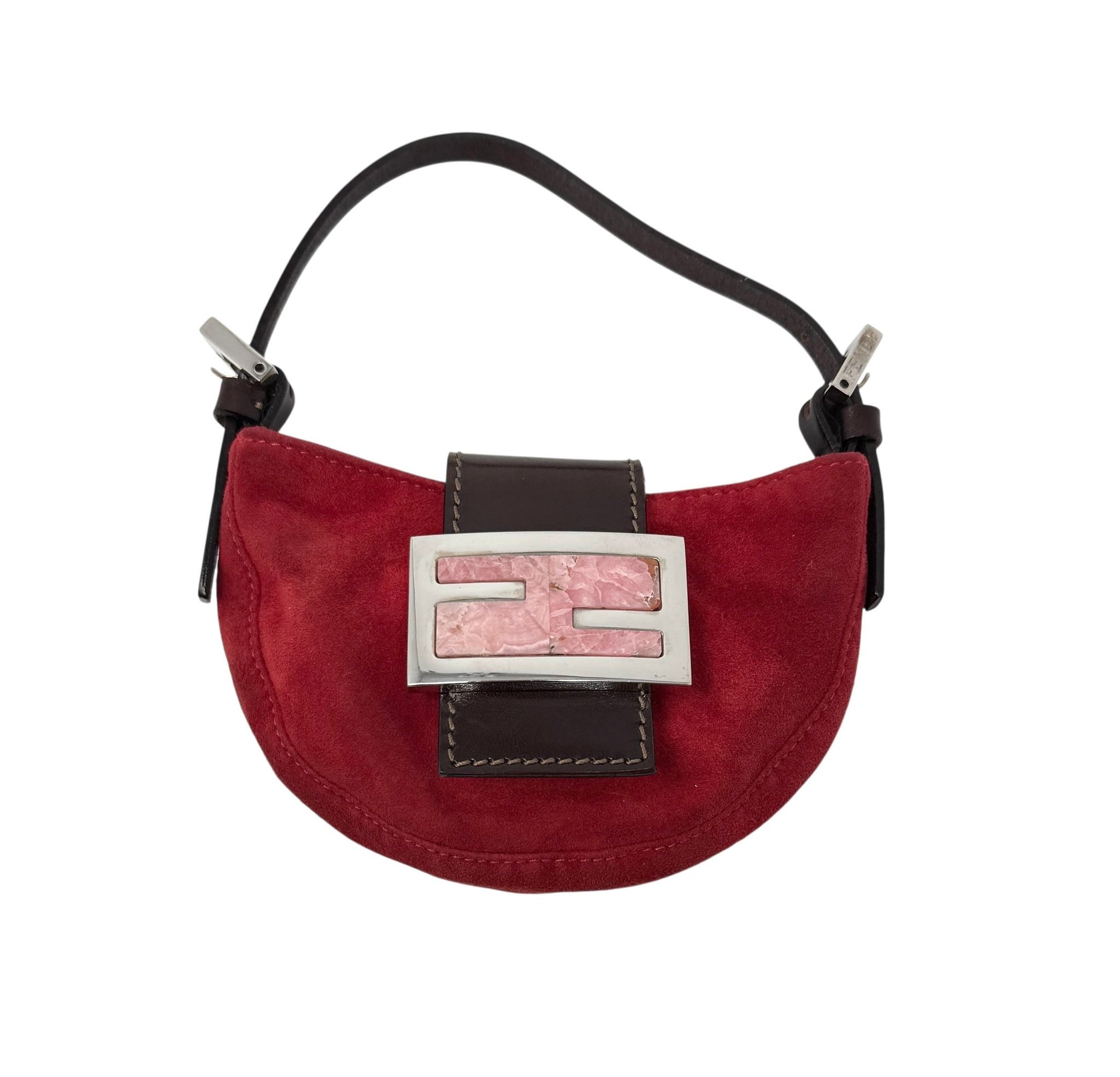 Fendi Red Seude Croissant Bag