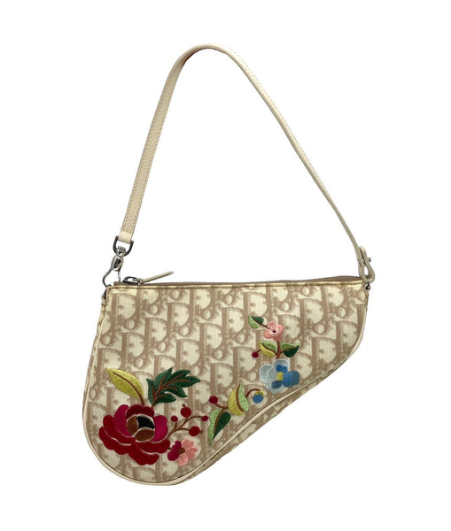 Christian Dior Floral Embroidered Saddle Bag