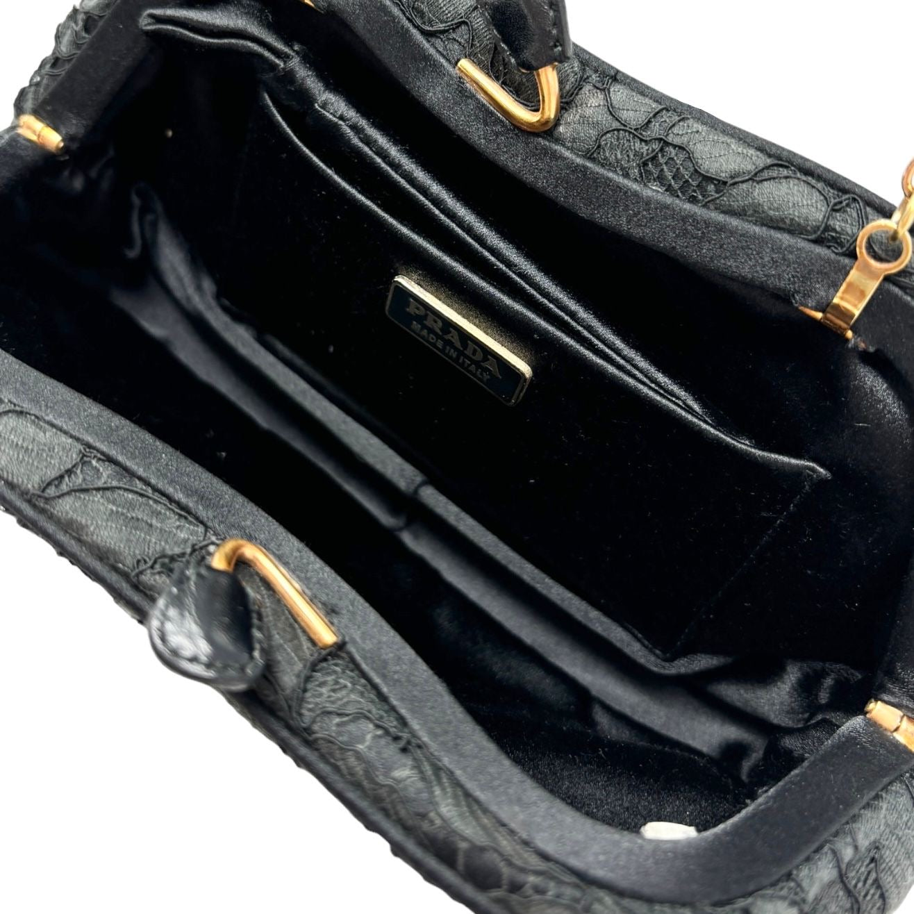 Prada Black Lace Chain Mini Shoulder Bag