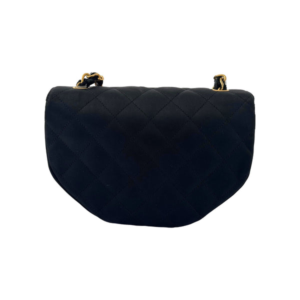 Chanel Black Mini Satin Half-Moon Chain Bag