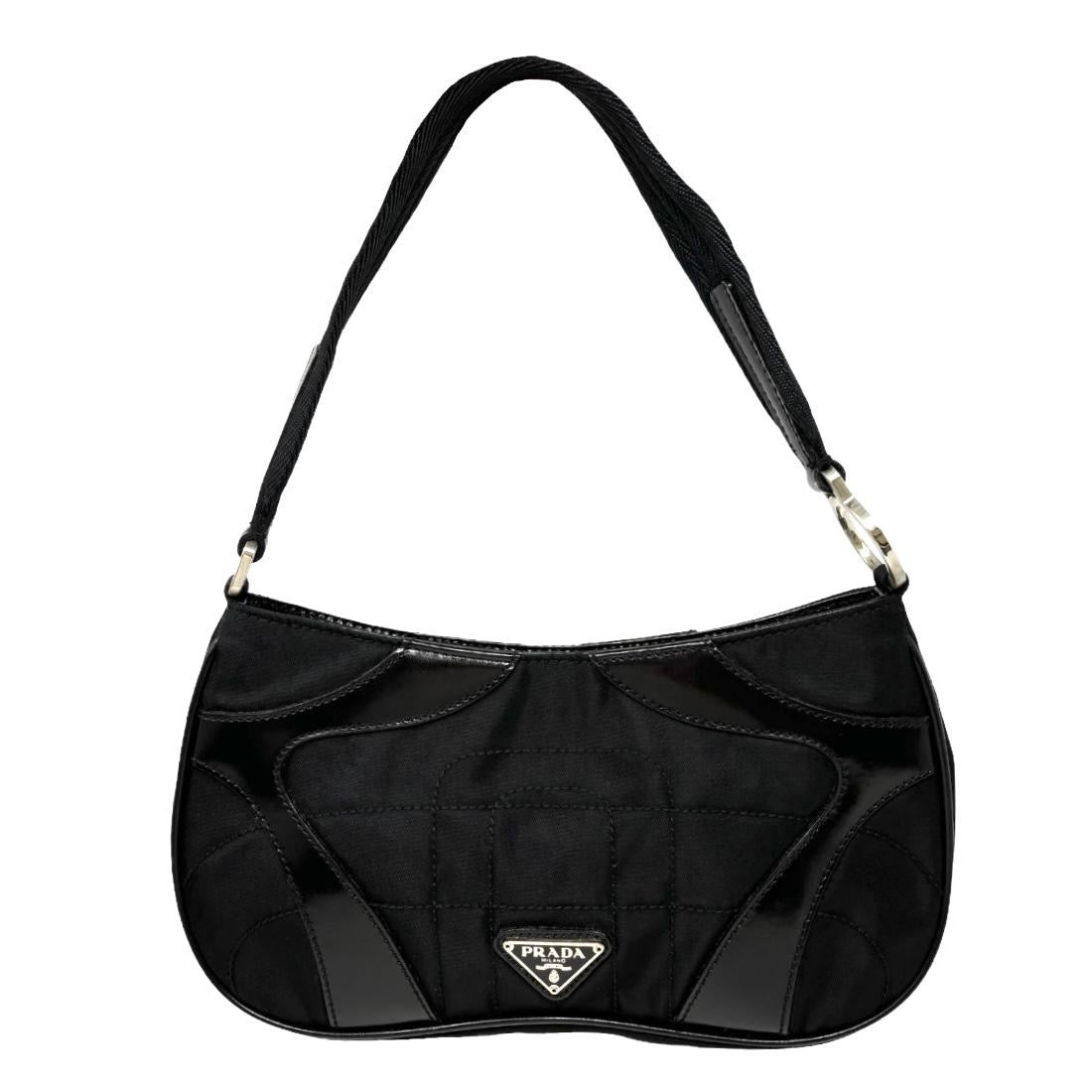 Prada Black Nylon Quilted Shoulder Bag