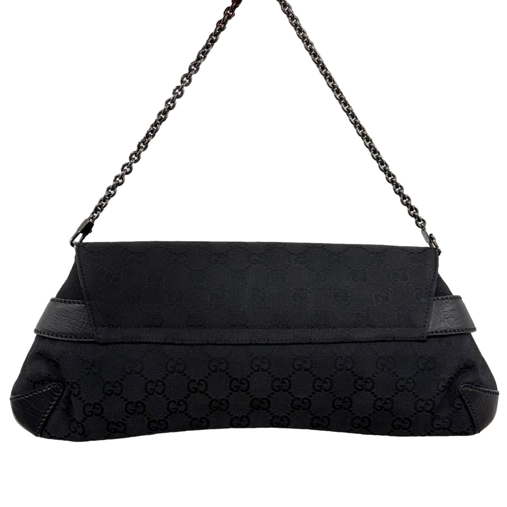 Gucci Black Horsebit Logo Chain Bag