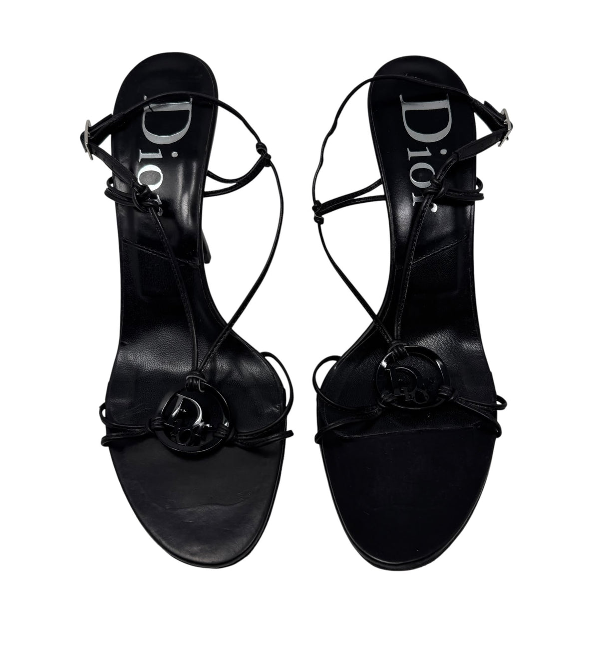 Dior Black Logo Strap Heels
