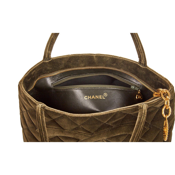Chanel Olive Green Medallion Top Handle Bag