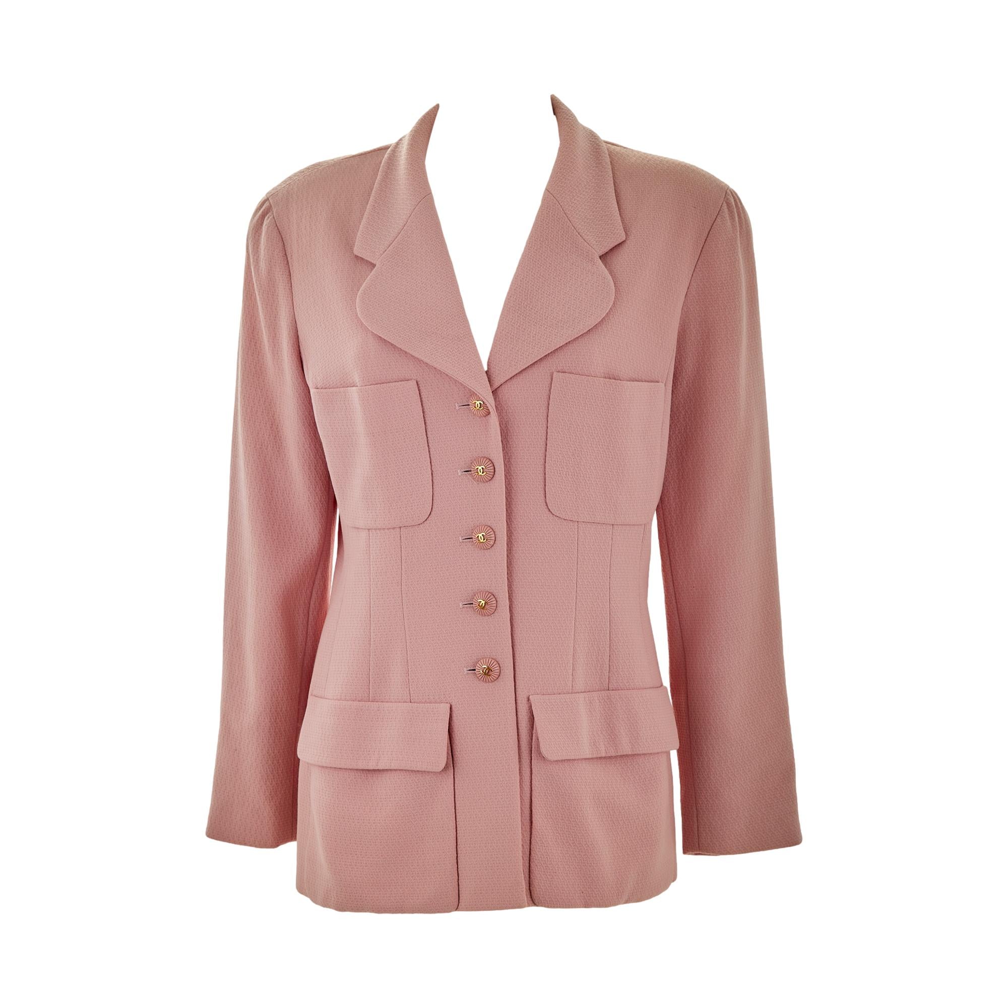 Chanel Baby Pink Logo Jacket