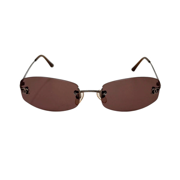 Chanel Dark Purple Mini Rimless Sunglasses