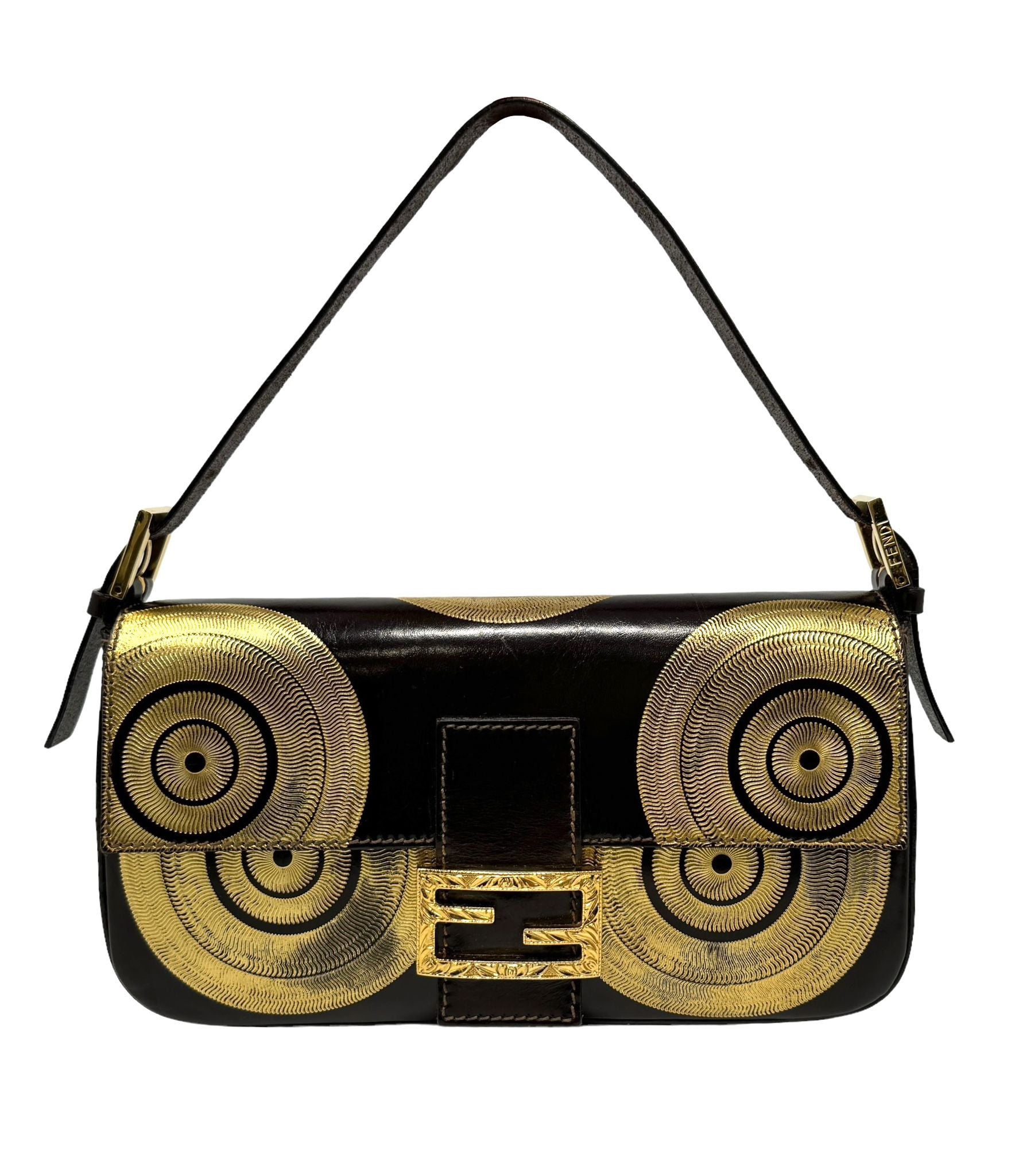 Fendi Brown Leather Painted Baguette