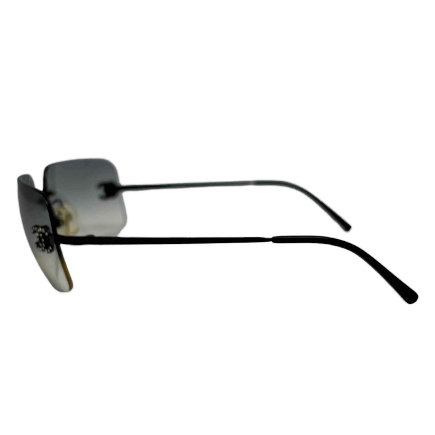 Chanel Black Rhinestone Rimless Sunglasses