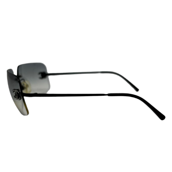 Chanel Black Rhinestone Rimless Sunglasses