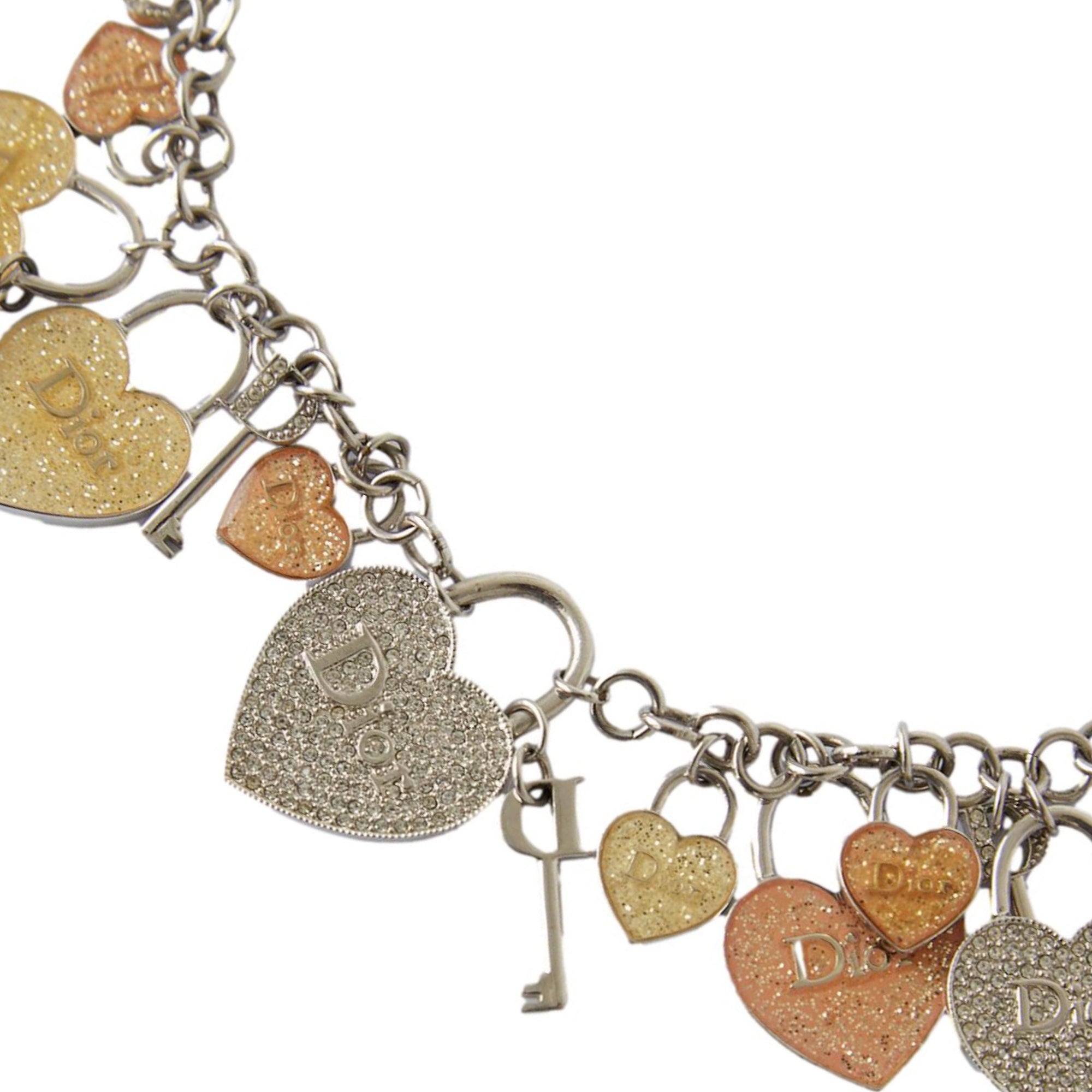 Dior Rhinestone Heart Charm Choker