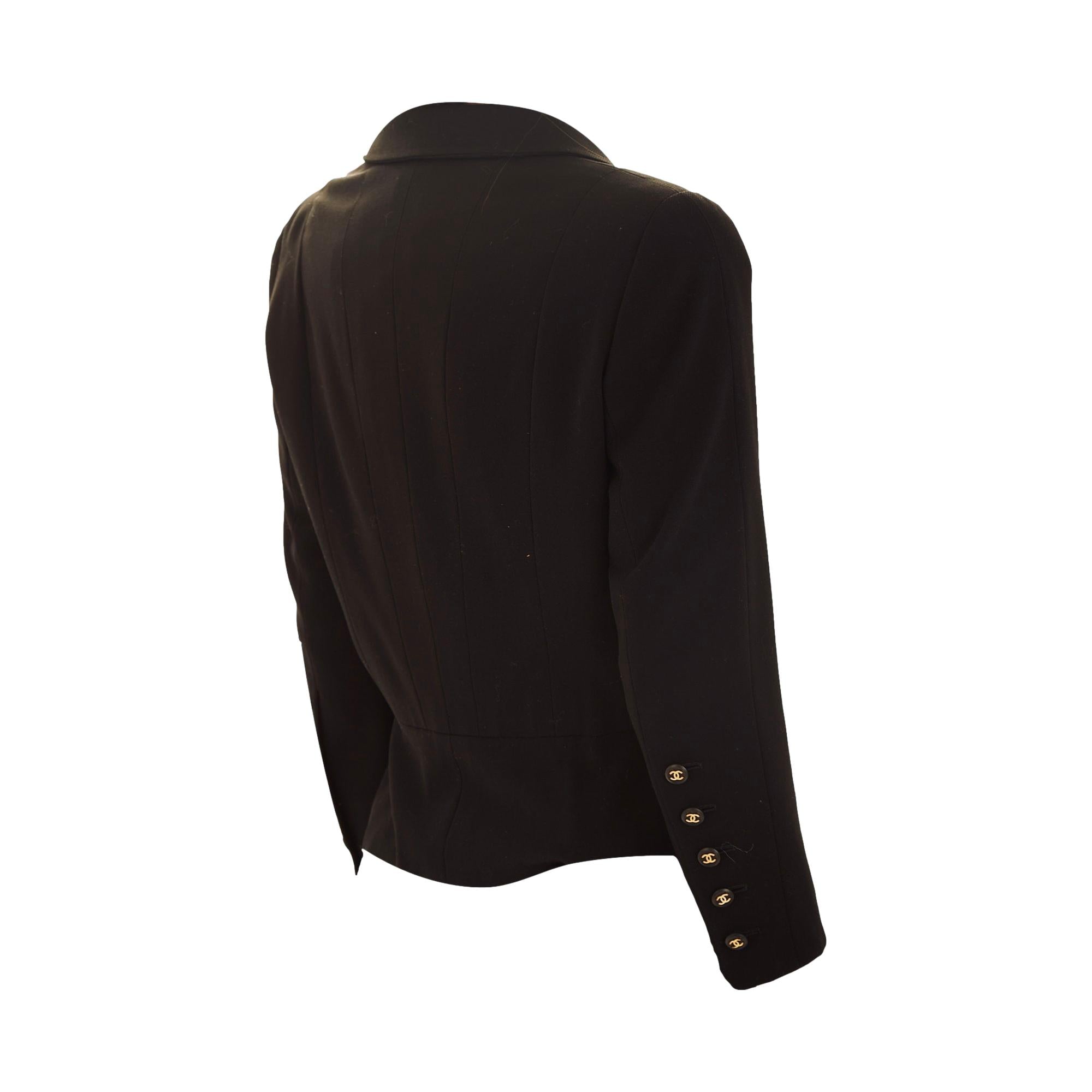 Chanel Black Wool Double Breasted Jacket