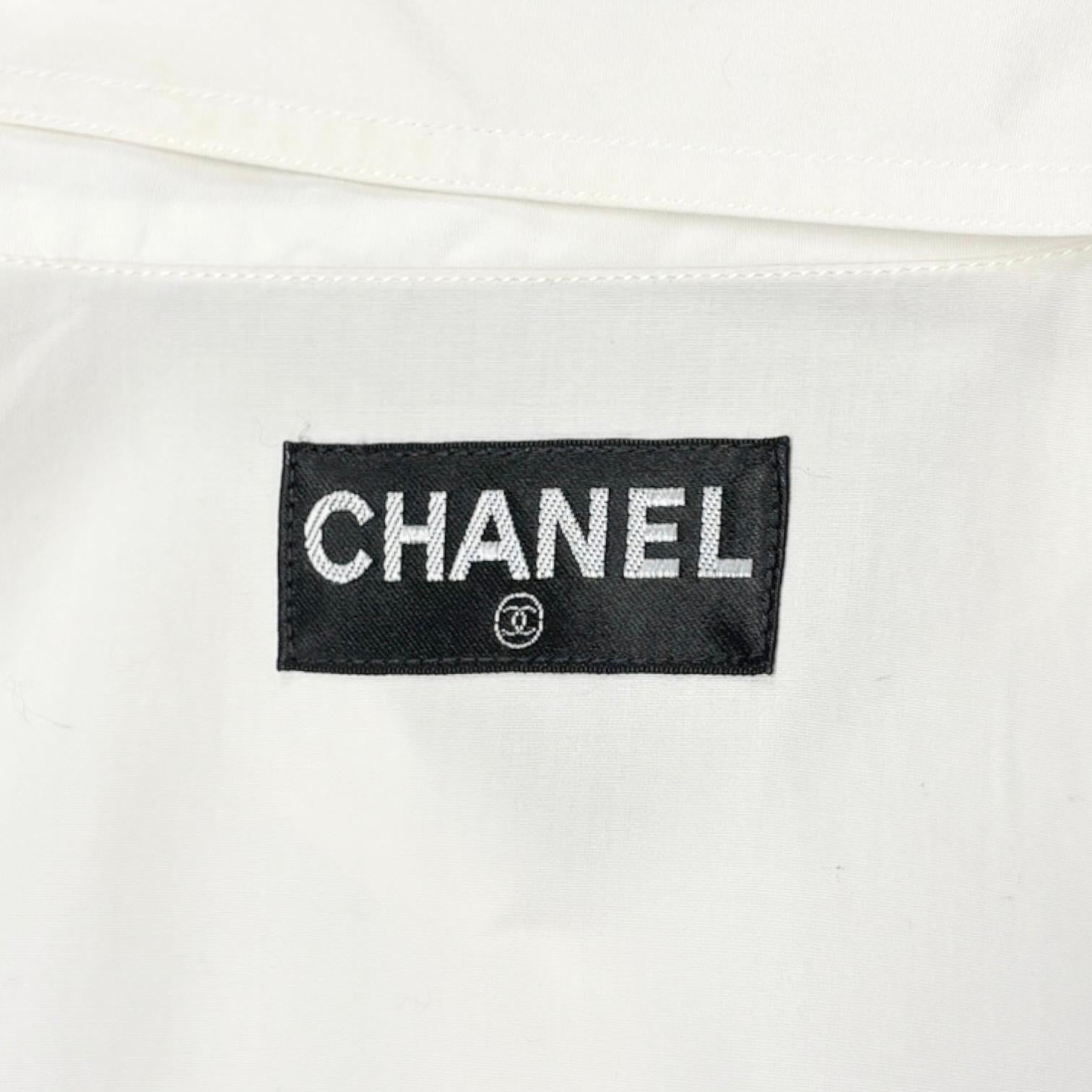Chanel White Back Logo Button Down