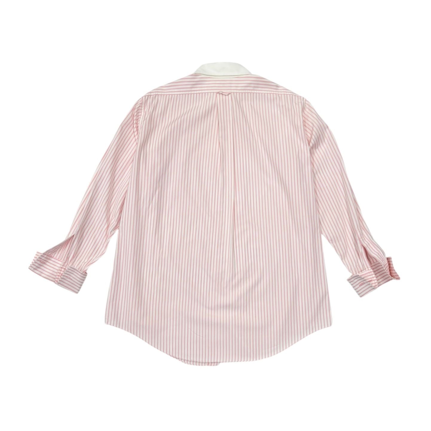 Chanel Oversized Pink + White Striped Button Down Top