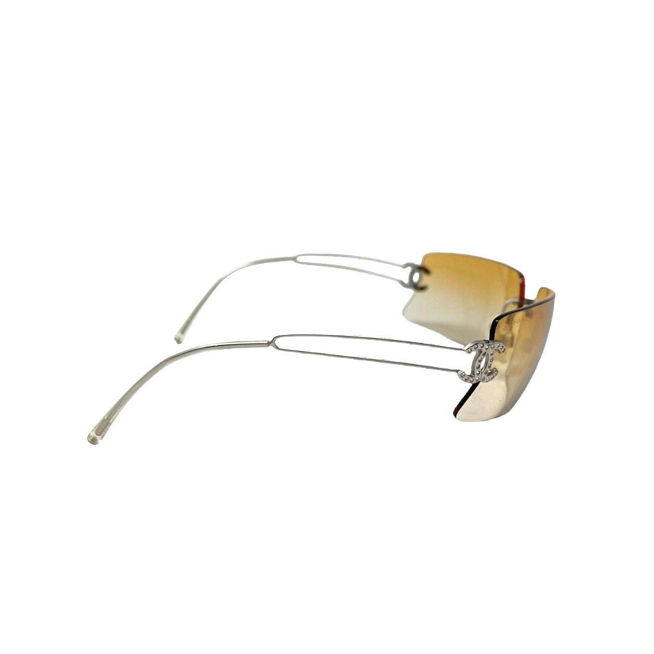 Chanel Orange Rimless Rhinestone Sunglasses