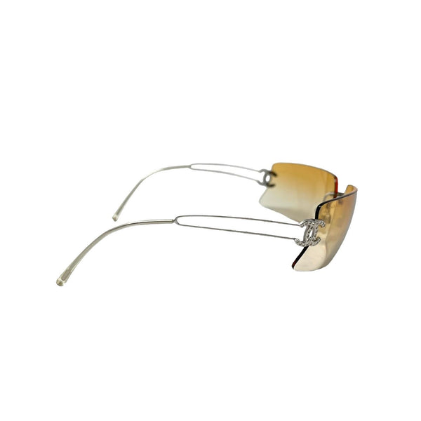 Chanel Orange Rimless Rhinestone Sunglasses