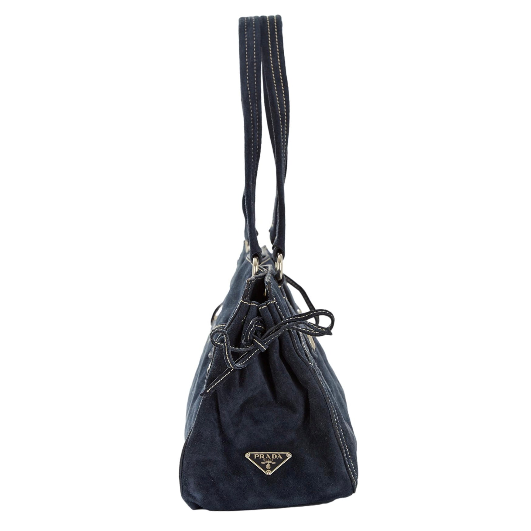 Prada Navy Suede Shoulder Bag