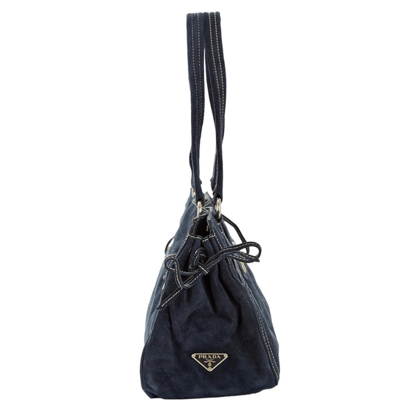 Prada Navy Suede Shoulder Bag
